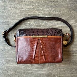 Brahmin Anywhere Two-Tone Croc-Embossed Leather Bag